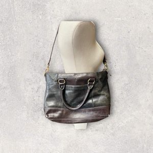 Vintage Leather Shoulder Bag Satchel Black Brown